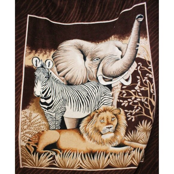 VTG Reversible Plush Fleece Blanket Lion Zebra Elephant Moon Wolf Pack Night Sky - Picture 2 of 7